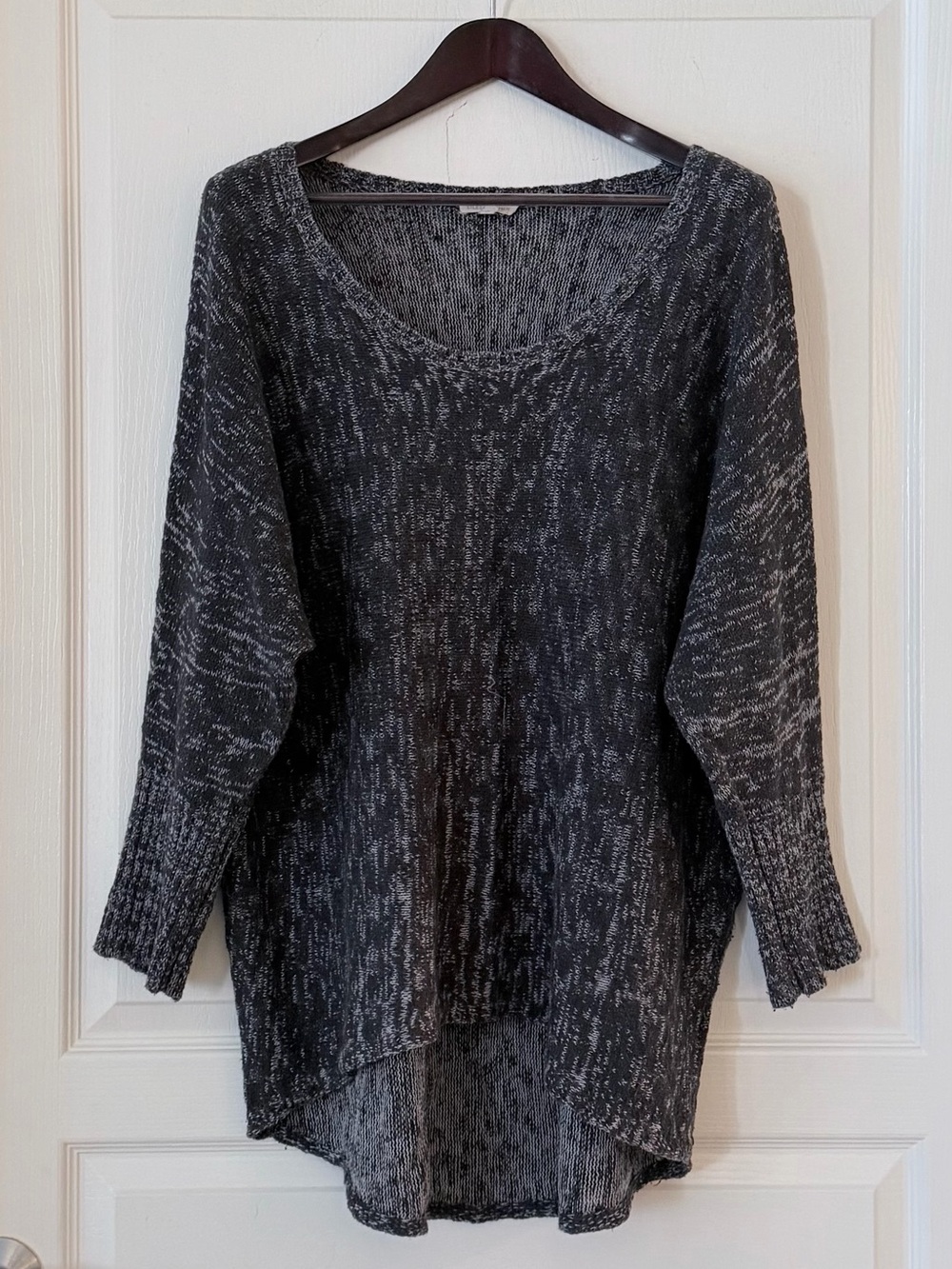 Eileen Fisher Organic Cotton Charcoal Marled Scoop-Neck Pullover